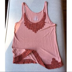 Fossil | Vintage Pink Lace Tank Top | S